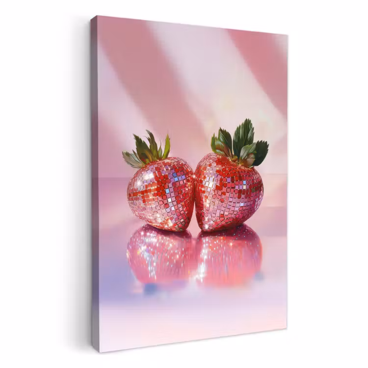 Lienzos decorativos - Disco - Fruta - Purpurina - Fresa — 1