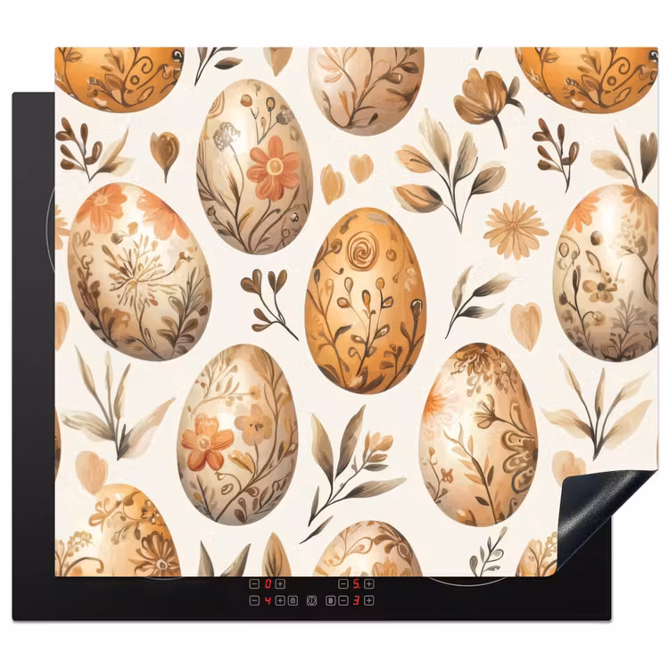 Protector de inducción - Huevos de Pascua - Marrones - Flores — 1