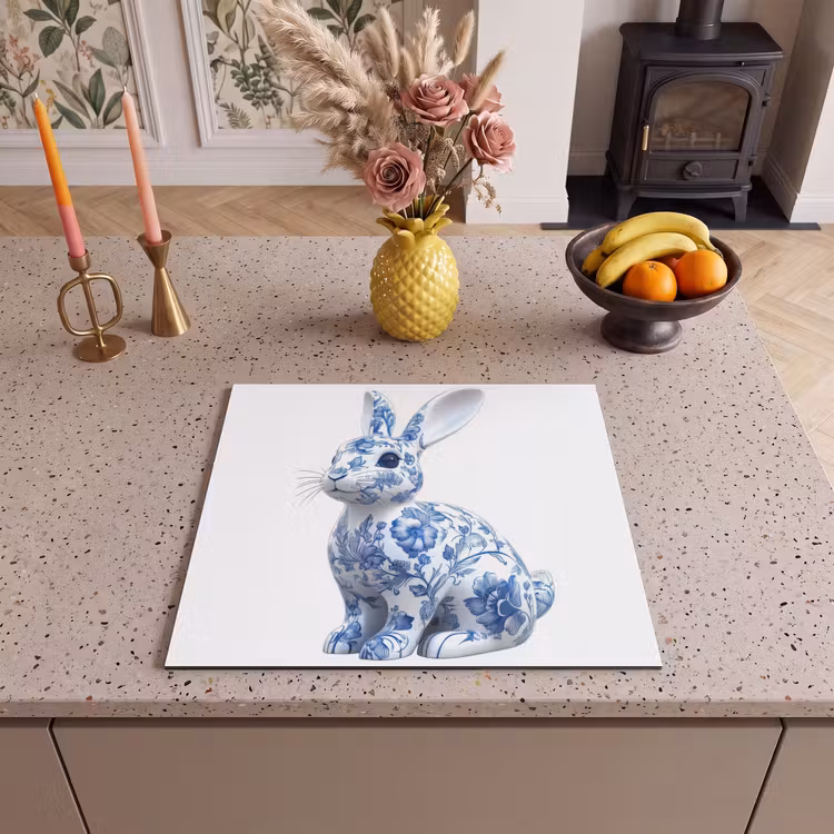 Protector de inducción - Azul de Delft - Conejito - Blanco — 3