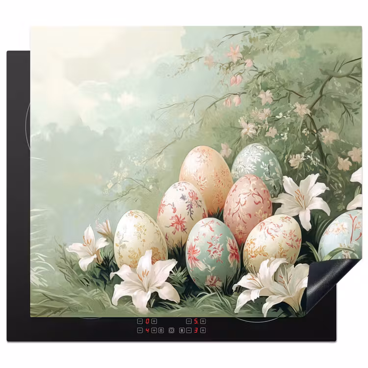 Protector de inducción - Huevos de Pascua - Tonos pastel - Flores — 1