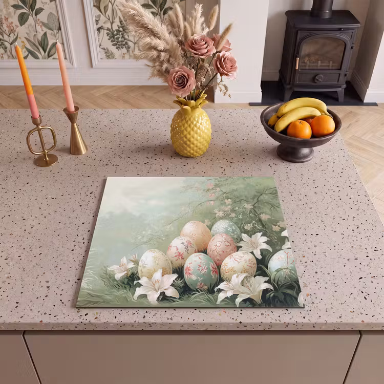 Protector de inducción - Huevos de Pascua - Tonos pastel - Flores — 3