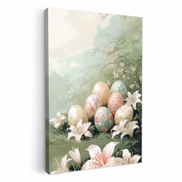 Huevos de Pascua - Tonos pastel - Flores — 1