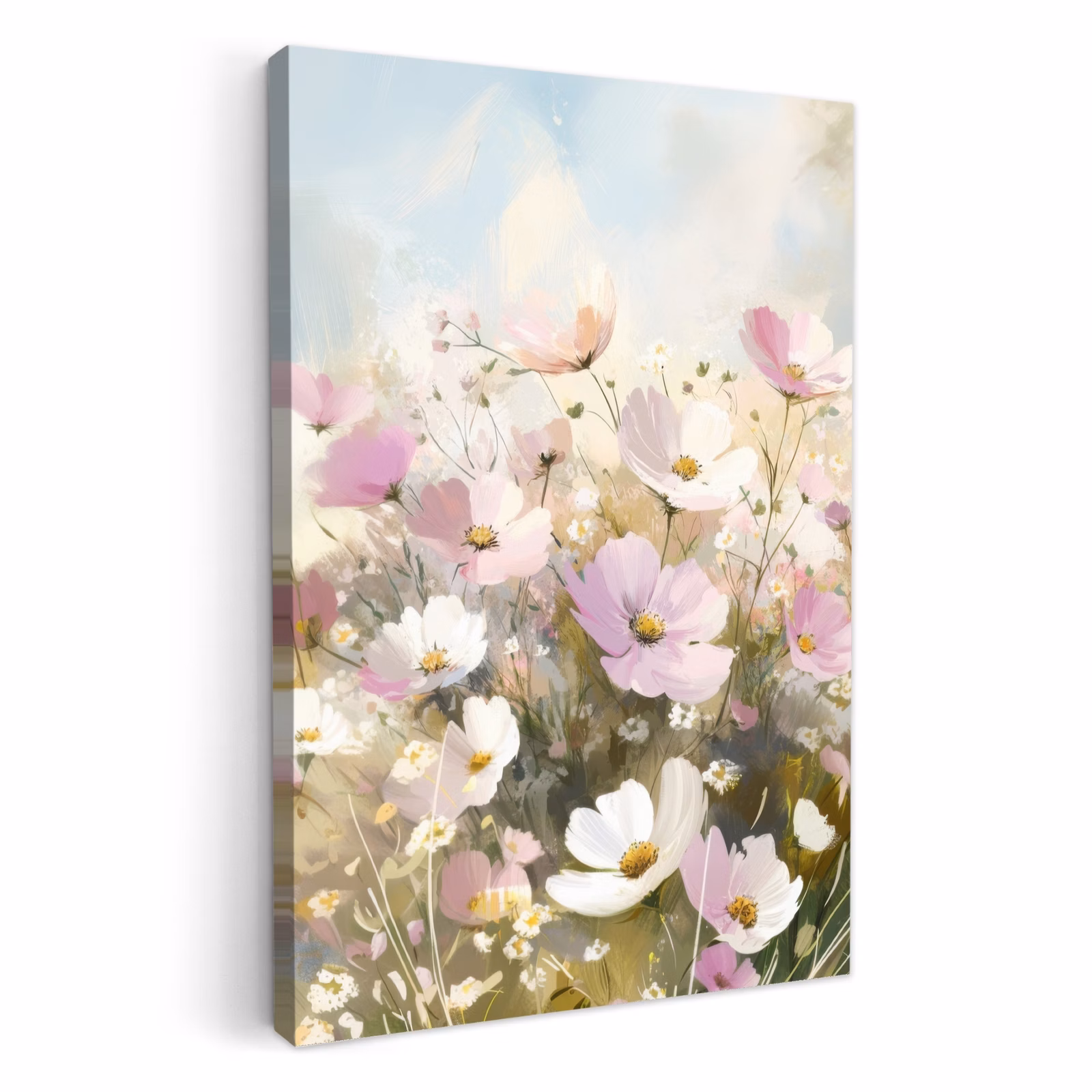 Lienzos decorativos - Campo de flores - Tonos claros - Pintado — 1