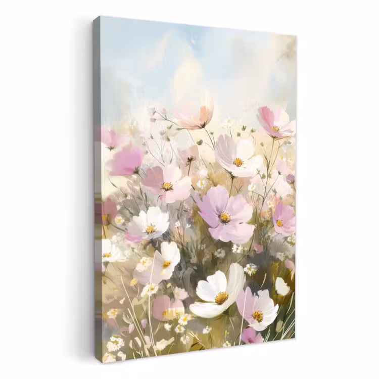 Lienzos decorativos - Campo de flores - Tonos claros - Pintado — 1