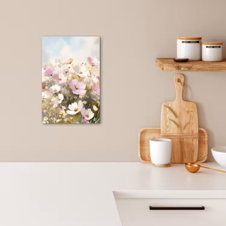 Lienzos decorativos - Campo de flores - Tonos claros - Pintado — 2