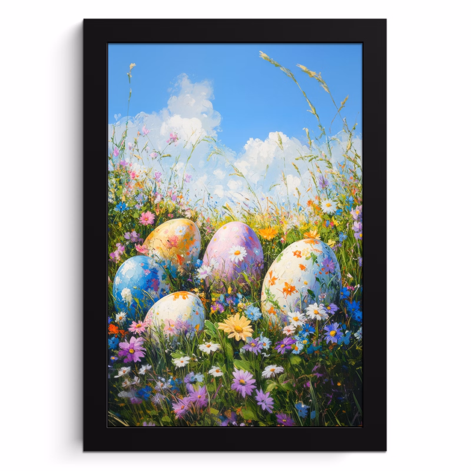 Cuadros enmarcados - Césped - Huevos - Flores — 1