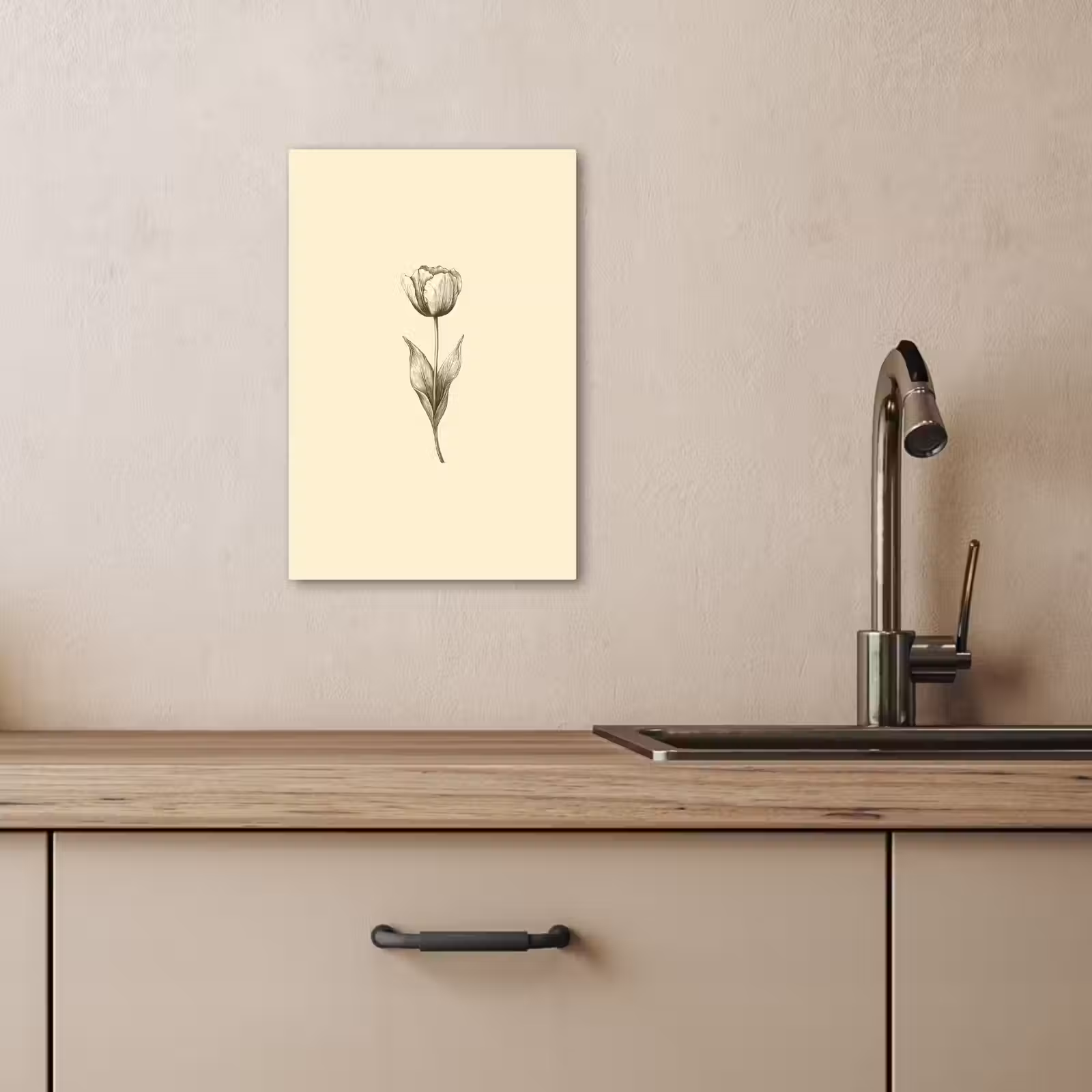 Lienzos decorativos - Ilustración - Tulipán - Negro — 1
