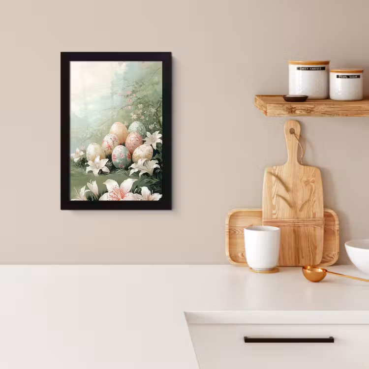 Cuadros enmarcados - Huevos de Pascua - Tonos pastel - Flores — 3