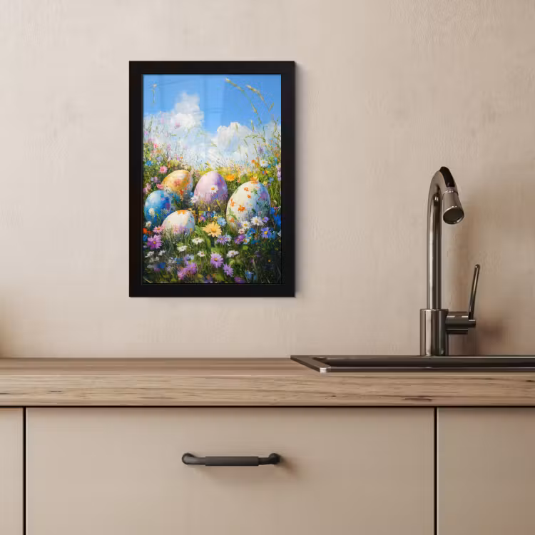 Cuadros enmarcados - Césped - Huevos - Flores — 3