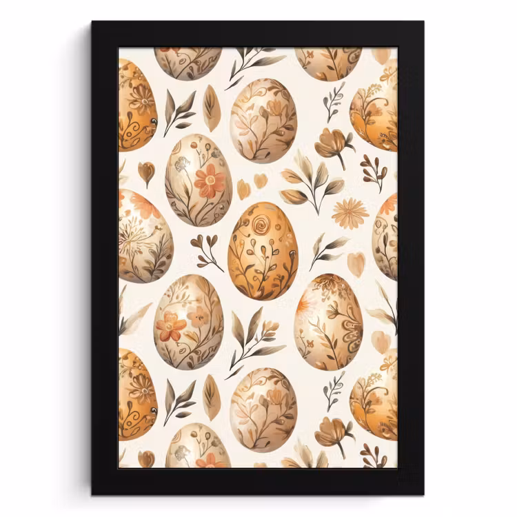 Cuadros enmarcados - Huevos de Pascua - Marrones - Flores — 2