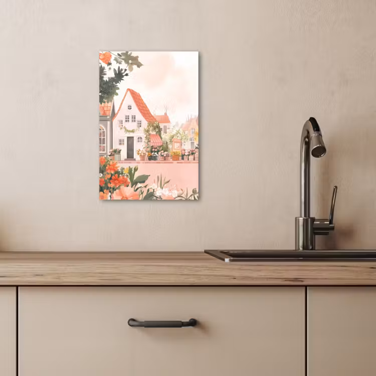 Lienzos decorativos - Flores - Casas - Pueblo — 1