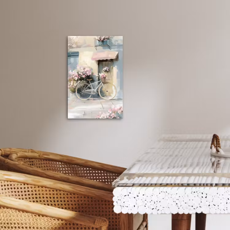 Lienzos decorativos - Bicicleta - Colores pastel - Flores — 3