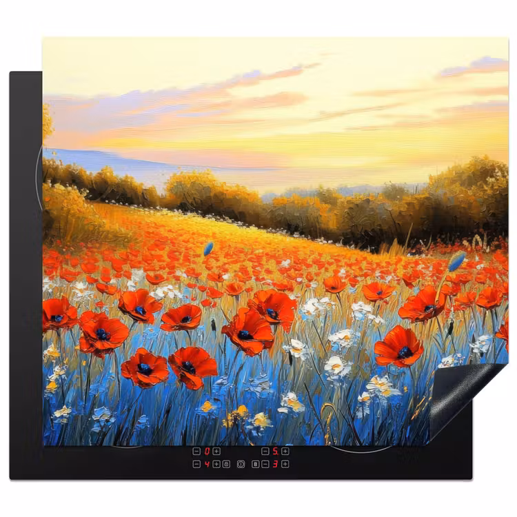 Protector de inducción - Amapola - Campo de flores - Colorido — 1