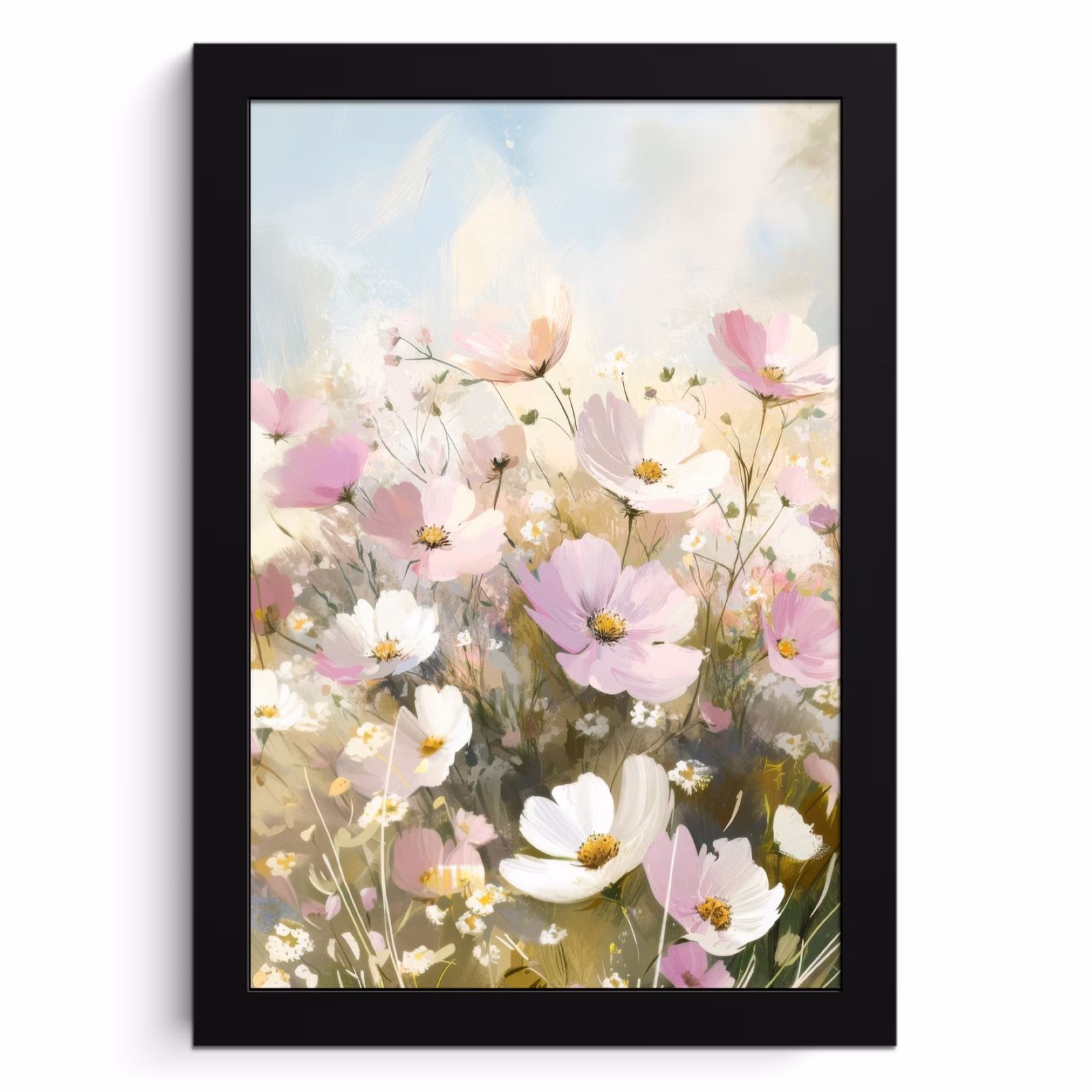 Cuadros enmarcados - Campo de flores - Tonos claros - Pintado — 1