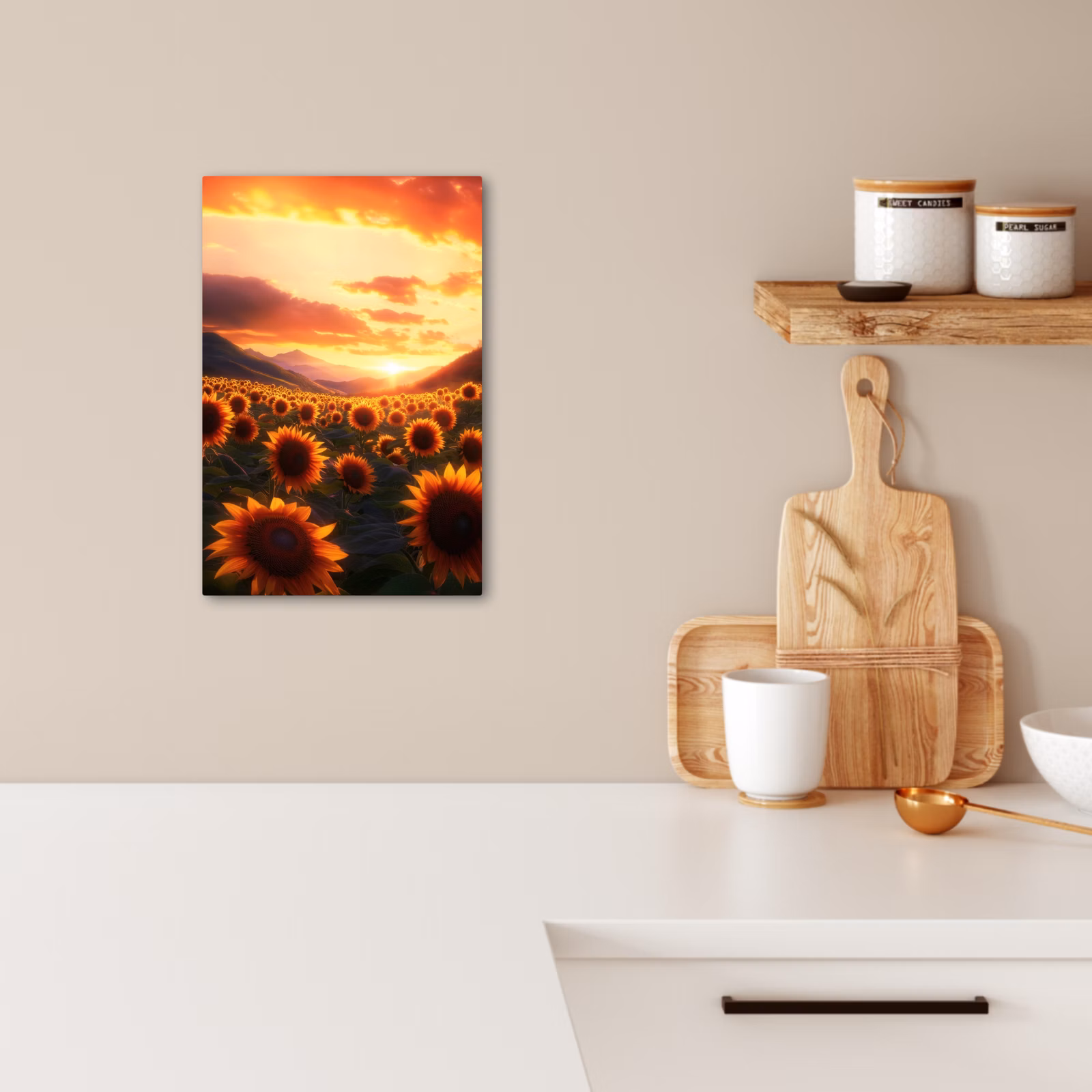 Lienzos decorativos - Girasoles - Atardecer - Paisaje — 1
