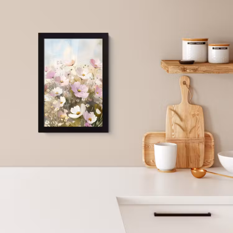 Cuadros enmarcados - Campo de flores - Tonos claros - Pintado — 2