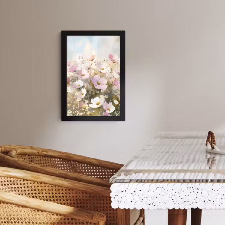 Cuadros enmarcados - Campo de flores - Tonos claros - Pintado — 3