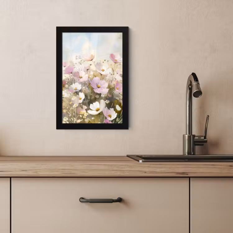 Cuadros enmarcados - Campo de flores - Tonos claros - Pintado — 4
