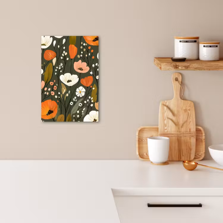 Lienzos decorativos - Flores - Ilustración - Verde — 1