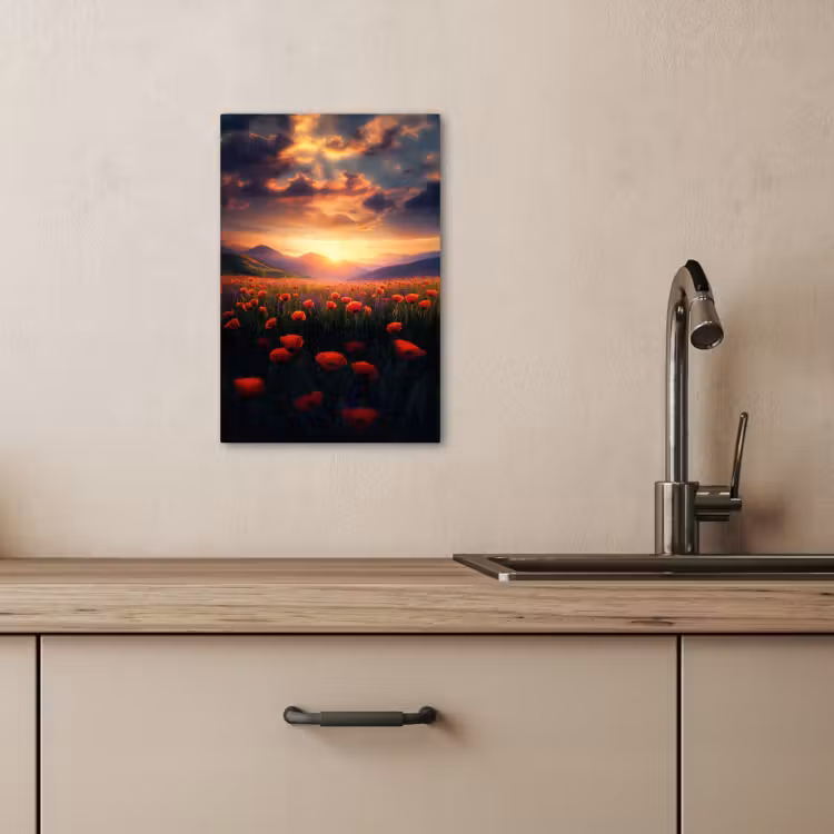 Lienzos decorativos - Paisaje - Puesta de sol - Campo de flores — 4