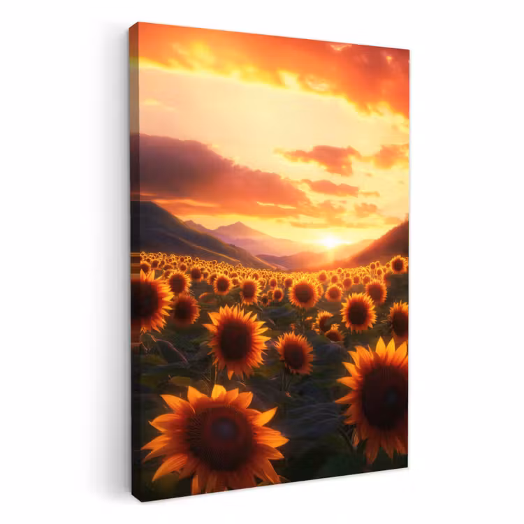 Lienzos decorativos - Girasoles - Atardecer - Paisaje — 2