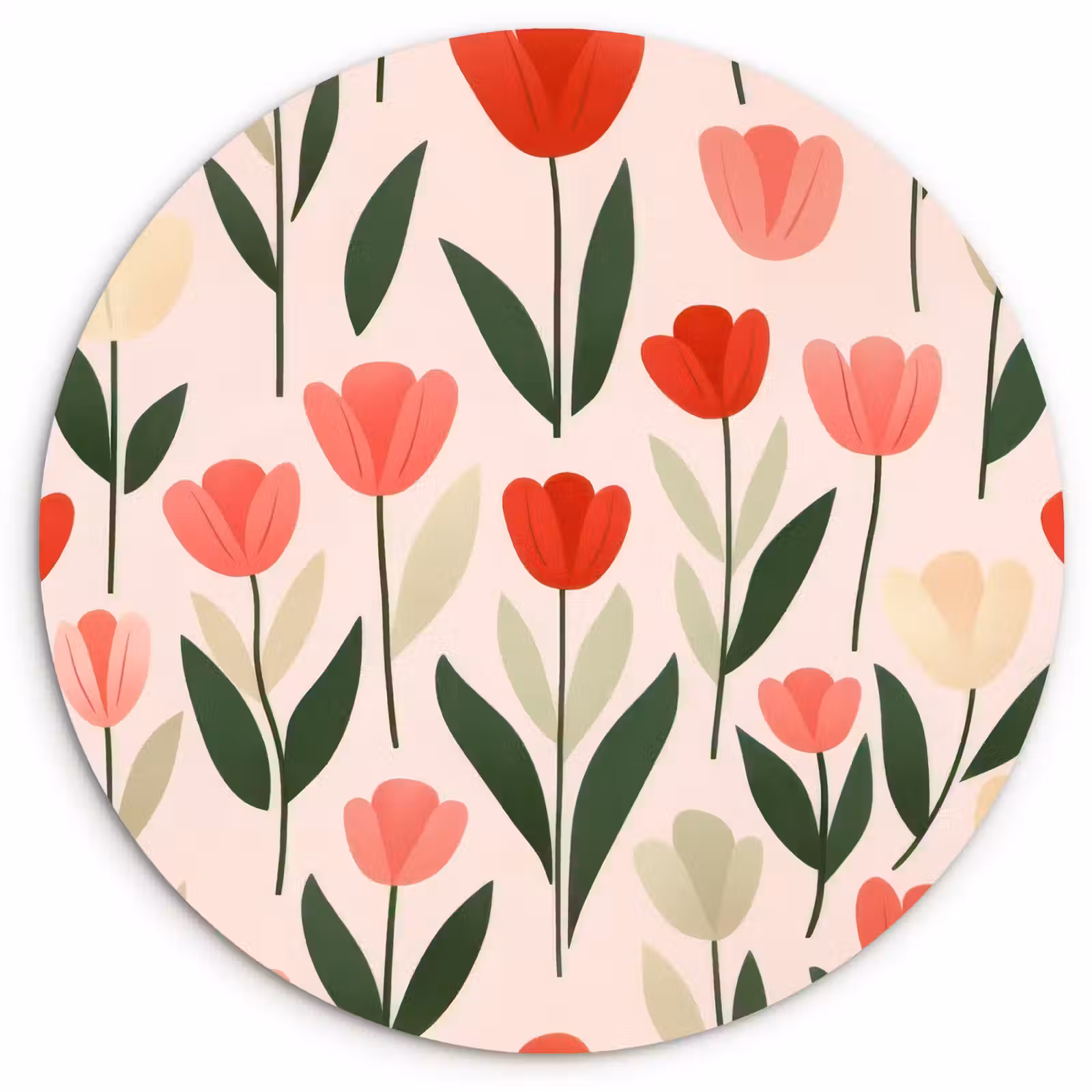 Cuadro redondo - Tulipanes - Moderno - Rosa — 1