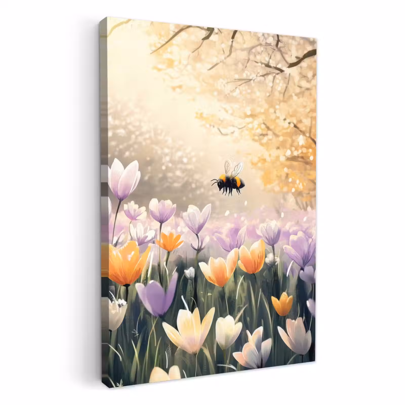 Lienzos decorativos - Violetas - abeja - Luz del sol — 1
