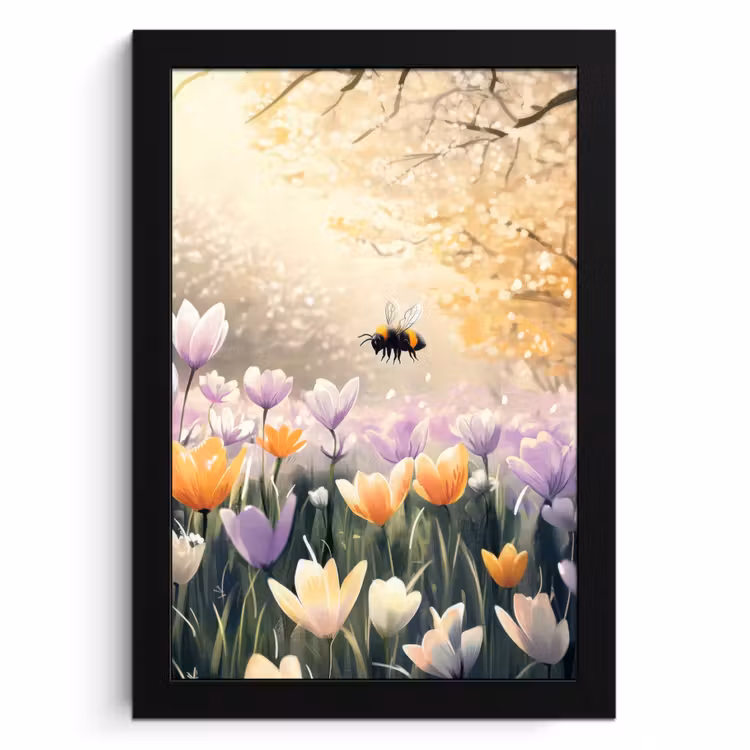 Cuadros enmarcados - Violetas - abeja - Luz del sol — 1