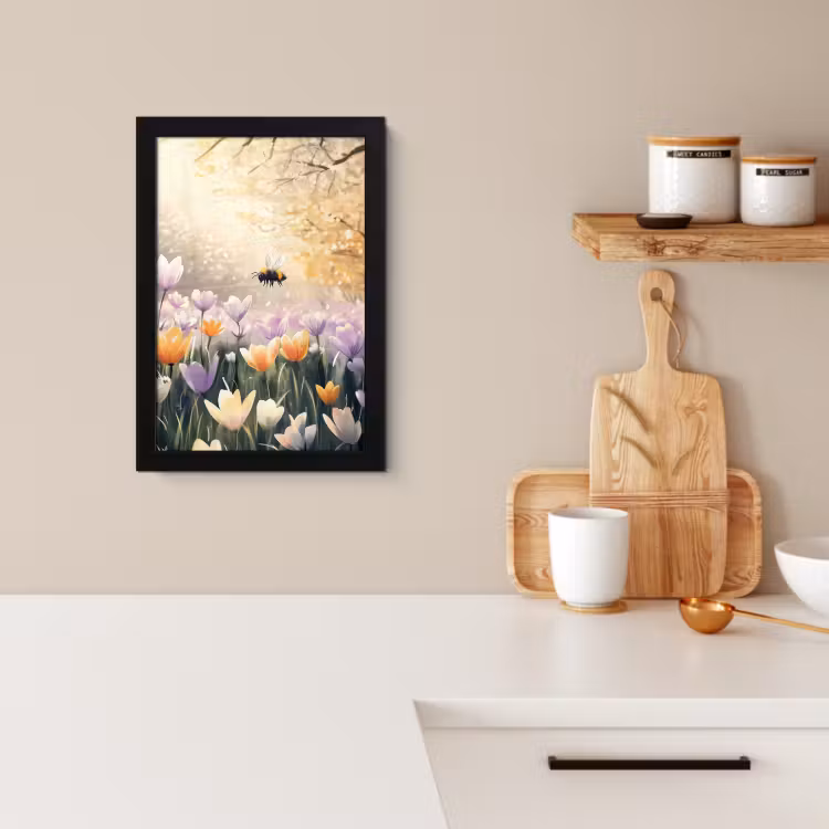 Cuadros enmarcados - Violetas - abeja - Luz del sol — 4