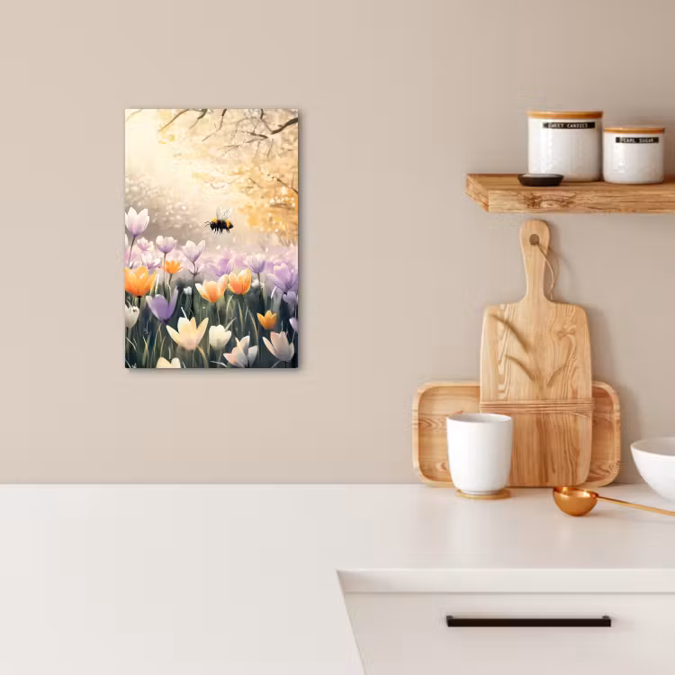 Lienzos decorativos - Violetas - abeja - Luz del sol — 2