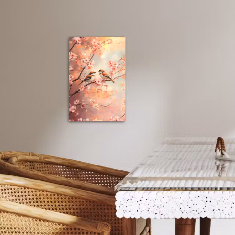 Lienzos decorativos - Pájaros - Romántico - Rama en flor — 2