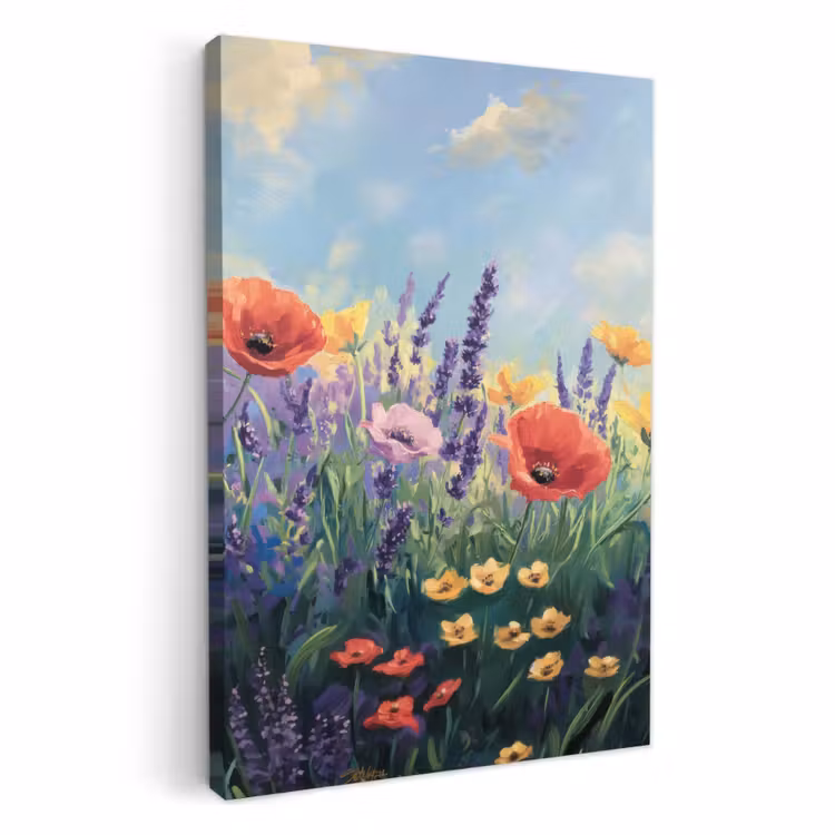 Lienzos decorativos - Pradera - Flores - Colorido — 1