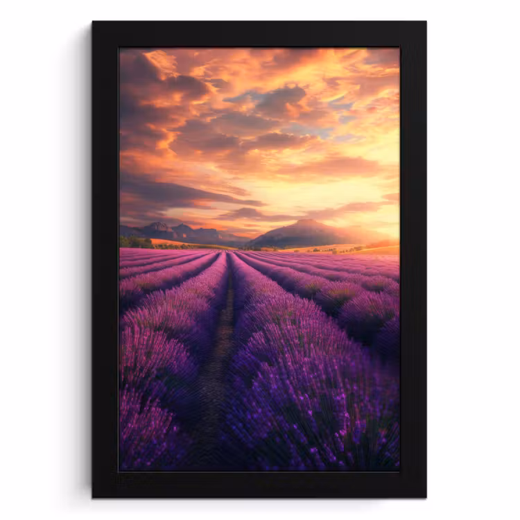 Cuadros enmarcados - Campo de lavanda - Atardecer - Morado — 1