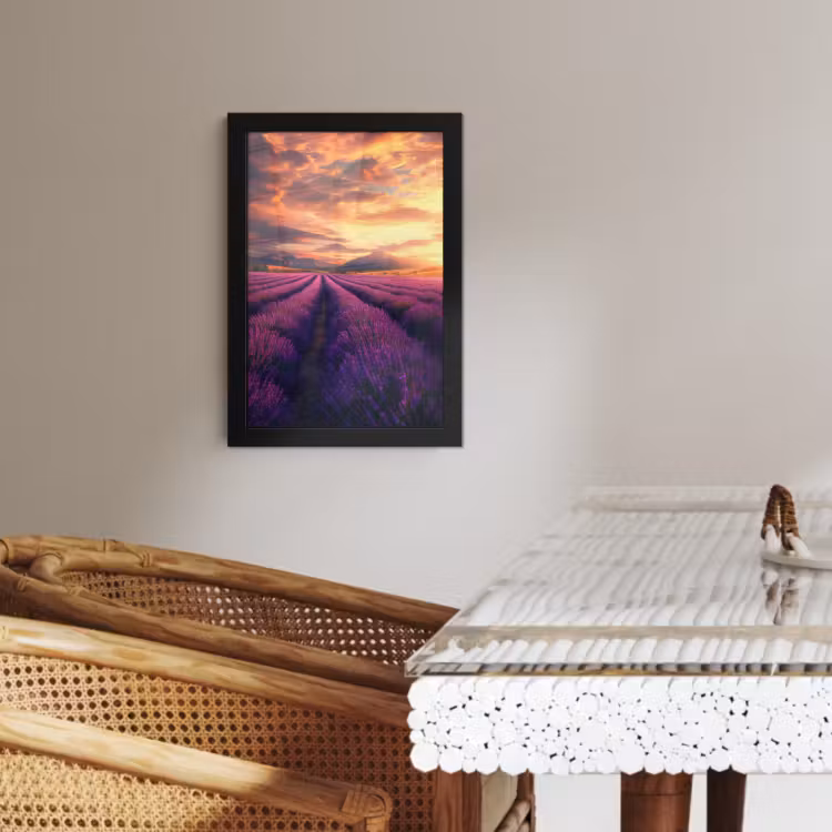 Cuadros enmarcados - Campo de lavanda - Atardecer - Morado — 2
