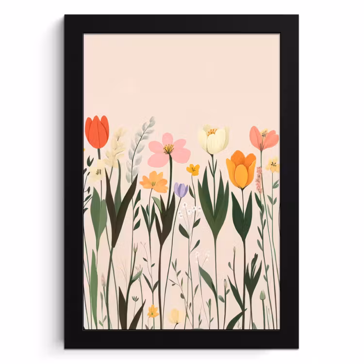 Cuadros enmarcados - Tonos pastel - Flores - Ilustración — 1