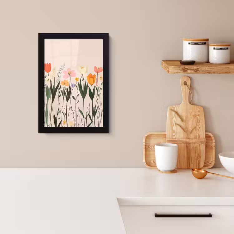 Cuadros enmarcados - Tonos pastel - Flores - Ilustración — 2