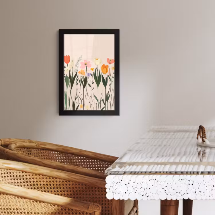 Cuadros enmarcados - Tonos pastel - Flores - Ilustración — 4