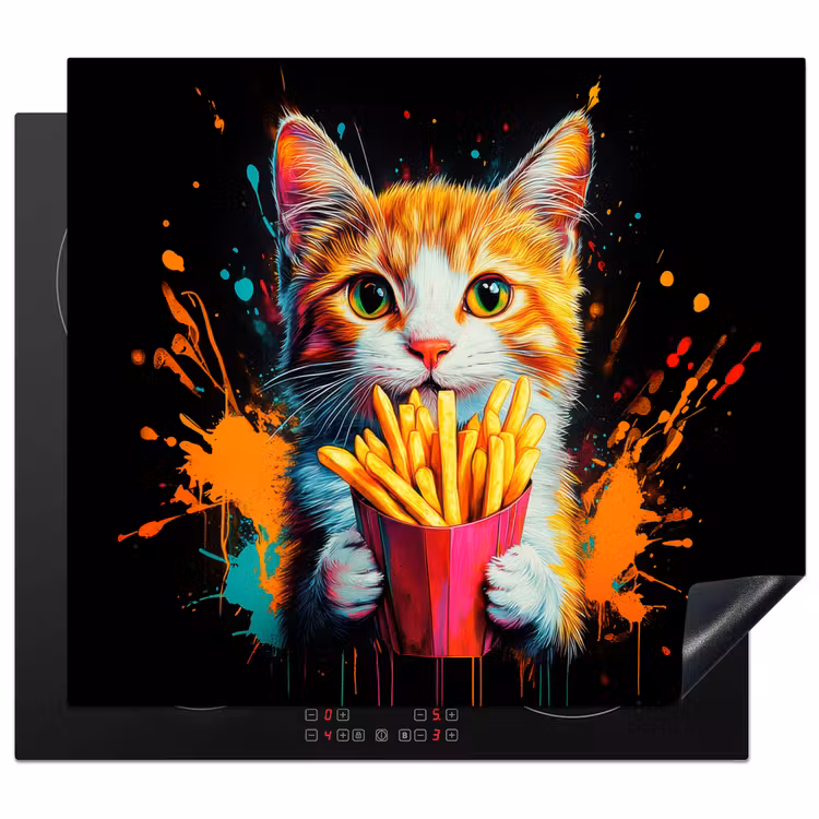 Protector de inducción - Gato - Comida - Patatas fritas - Graffiti - Abstracto — 1