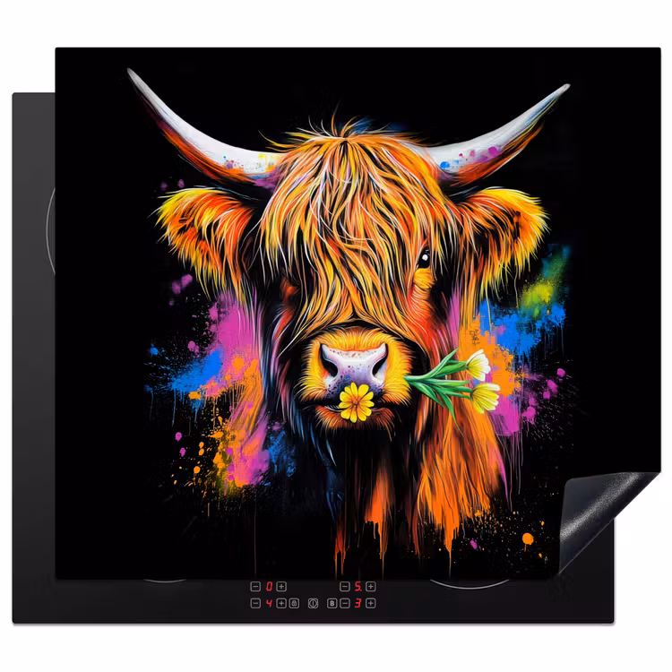 Protector de inducción - Highlander escocés - Graffiti - Colorido - Flor - Animales — 1