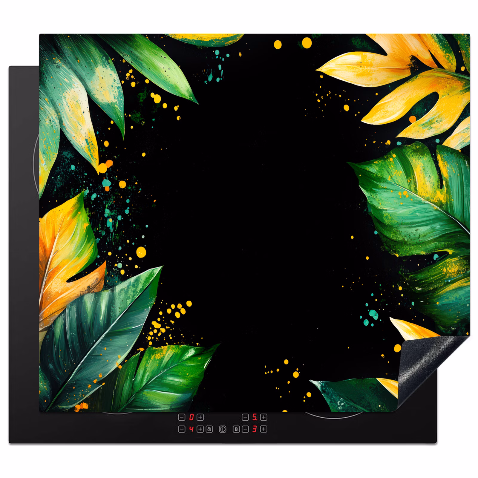 Protector de inducción - Hojas - Verde - Amarillo - Pintura - Selva — 1