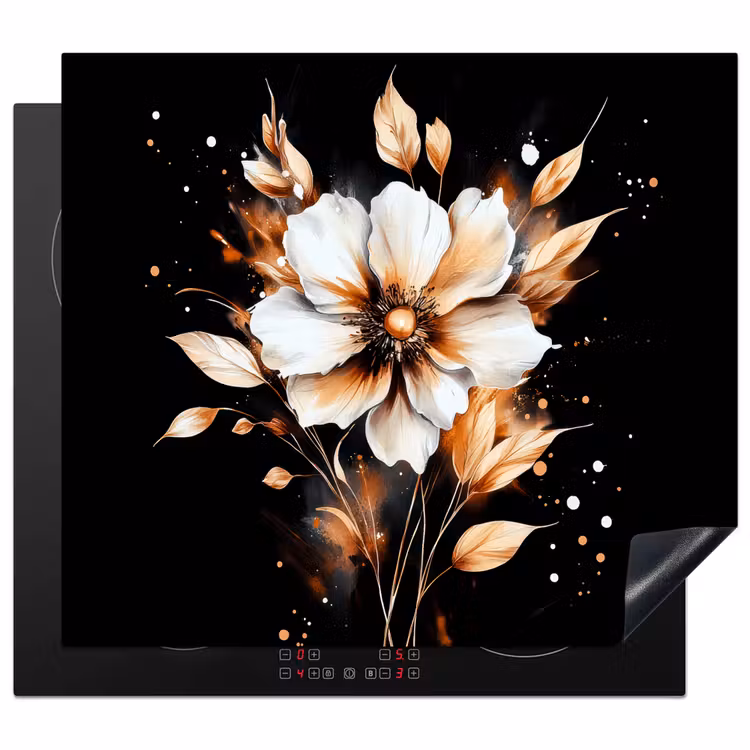 Protector de inducción - Flor - Pintura - Oro - Graffiti - Moderno — 1