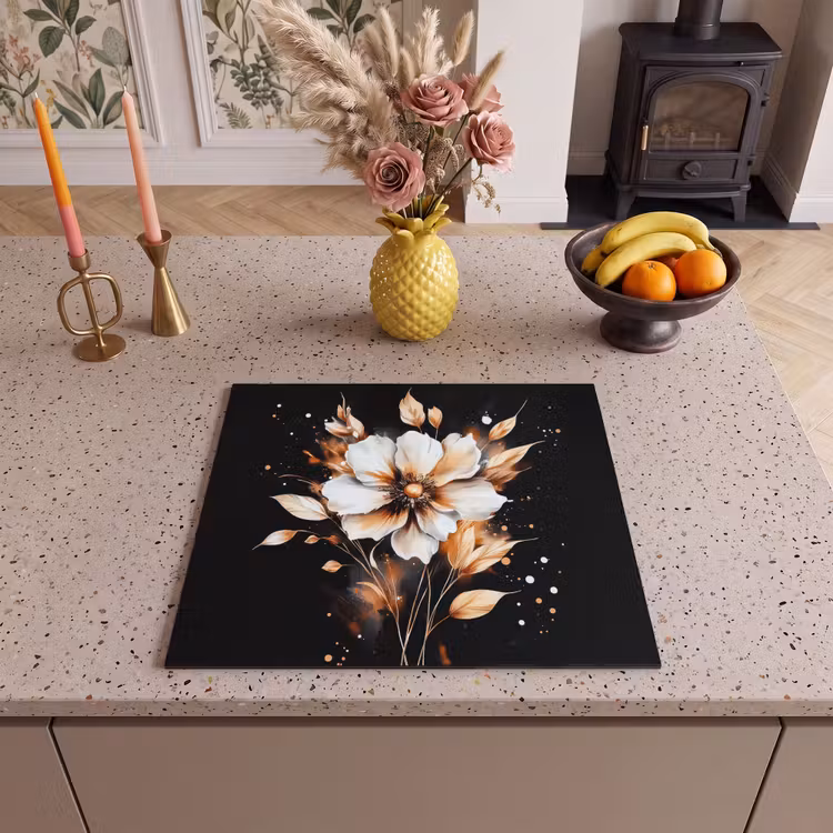 Protector de inducción - Flor - Pintura - Oro - Graffiti - Moderno — 3
