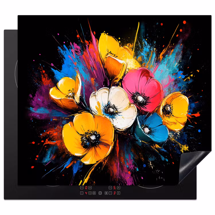 Protector de inducción - Flores - Colorido - Graffiti - Moderno - Ramo — 1