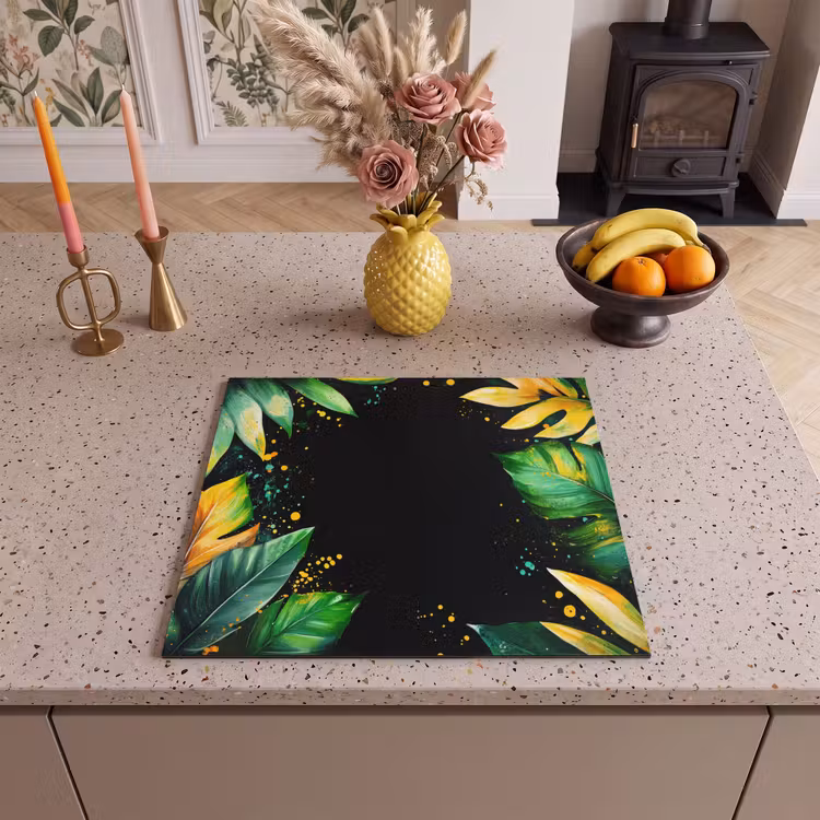 Protector de inducción - Hojas - Verde - Amarillo - Pintura - Selva — 3