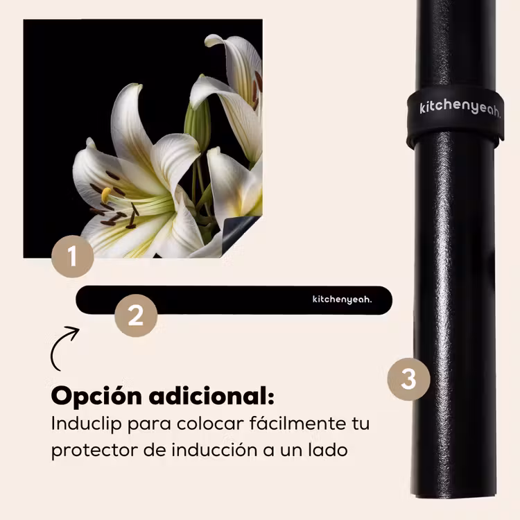 Protector de placa de induccion - Lirio - Flores - Blanco - Naturaleza - Botánico — 8