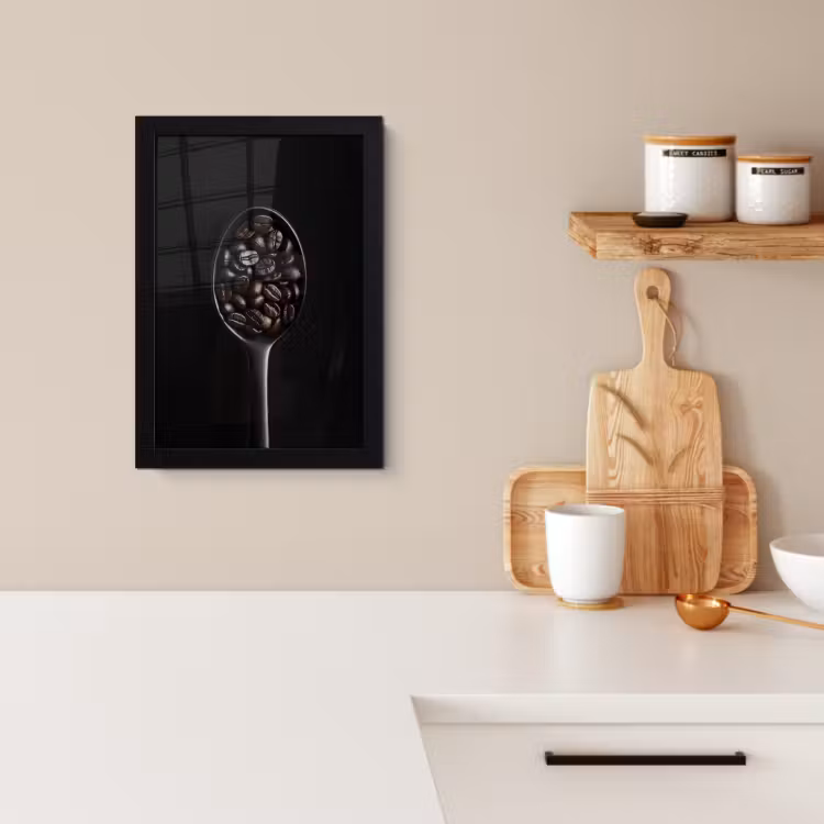 Cuadros enmarcados - Café en grano - Cuchara - Negro — 2