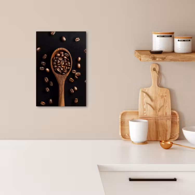 Lienzos decorativos - Madera - Negro - Granos de café — 4