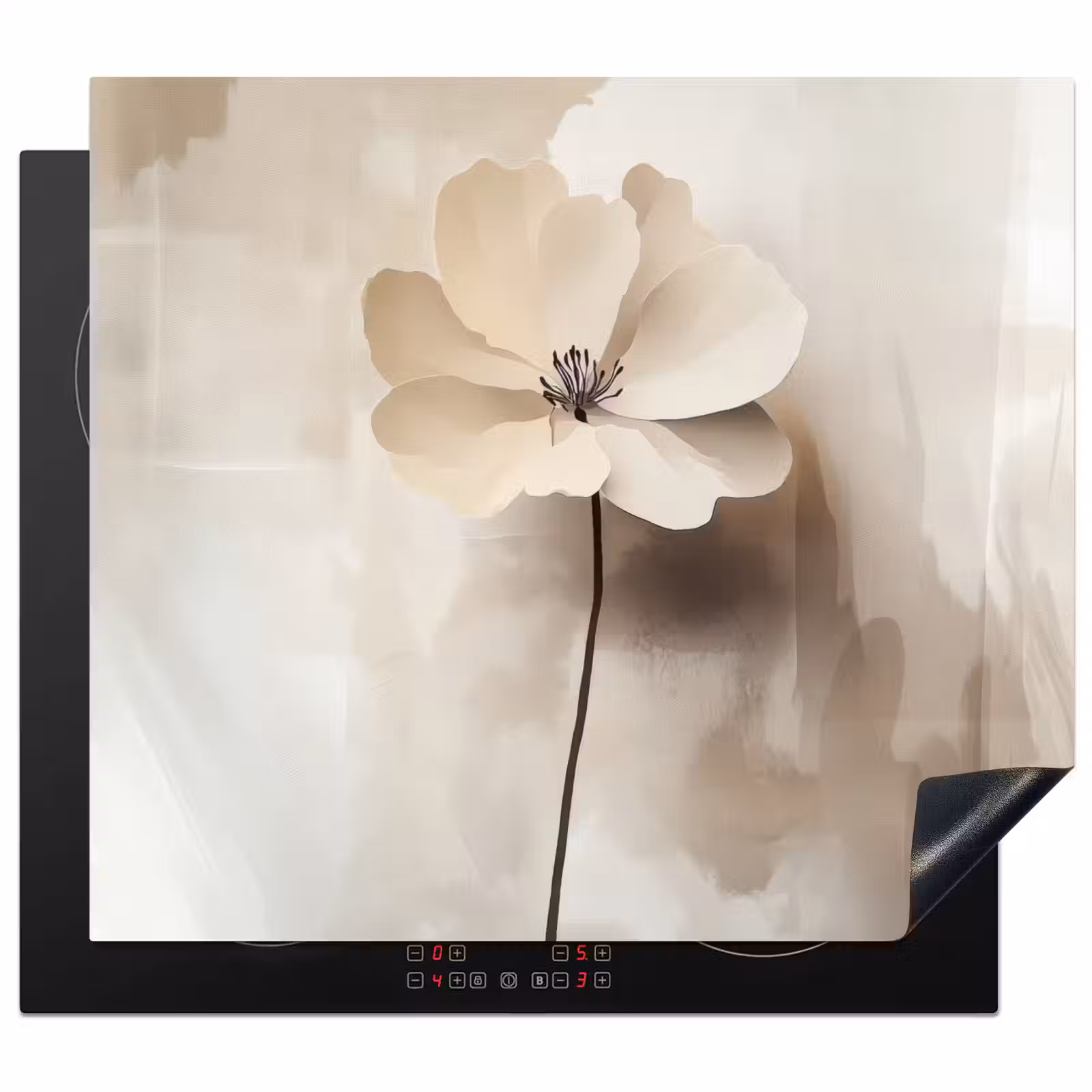 Protector de inducción - Flor - Beige - Pintura - Sombra — 1