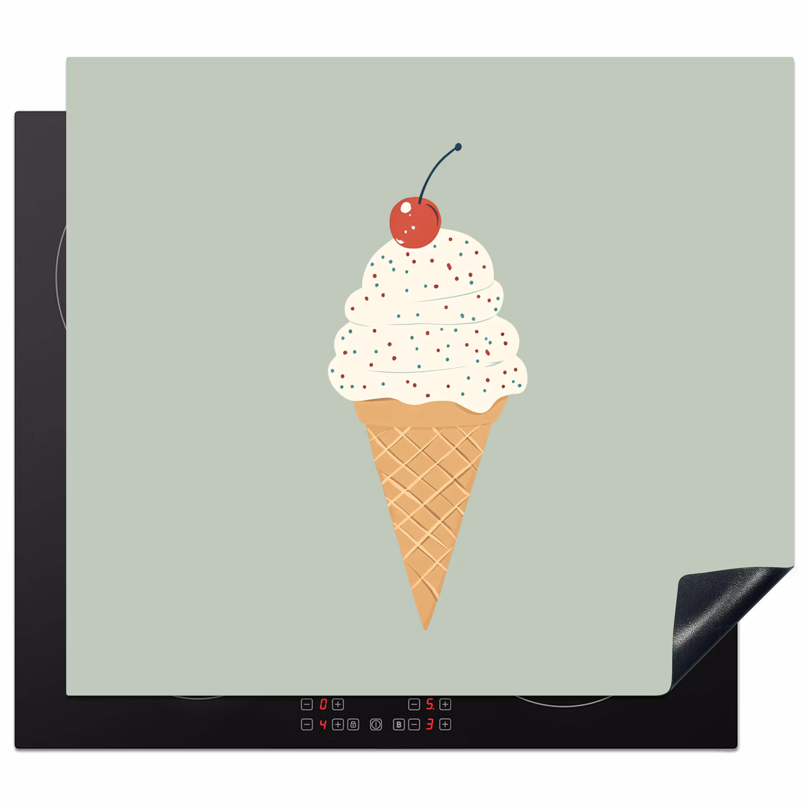 Protector de inducción - Ilustración - Helado - Moteado - Cereza — 1