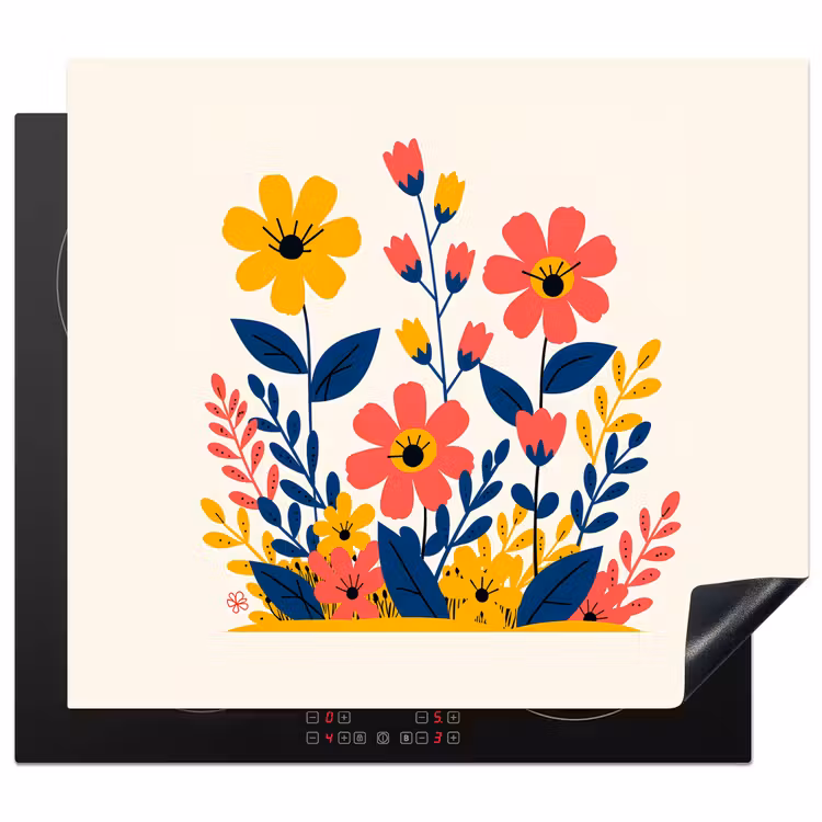 Protector de inducción - Ilustración - Flores - Hojas - Rosa — 1